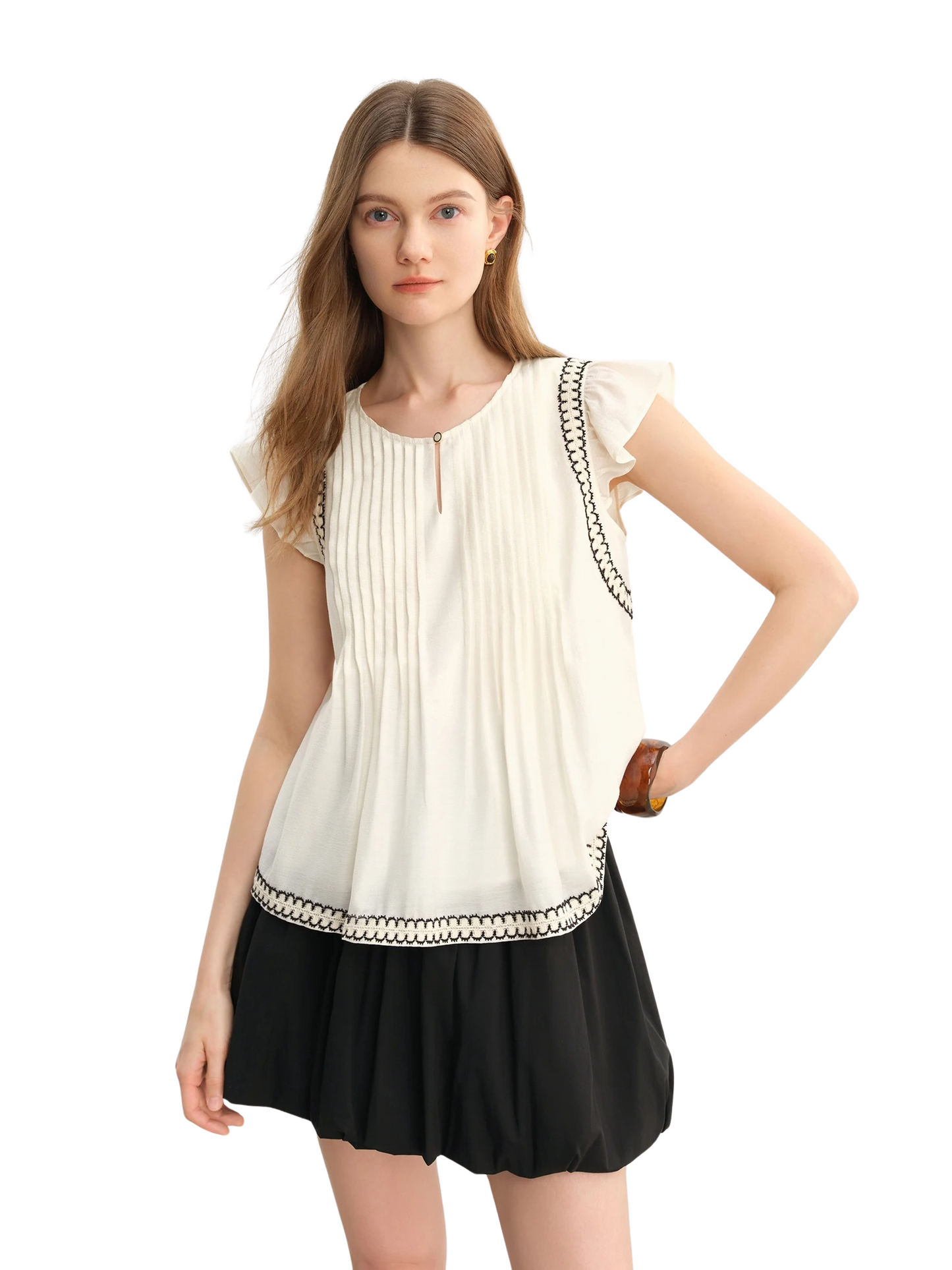 Blouse bohème à finitions en dentelle